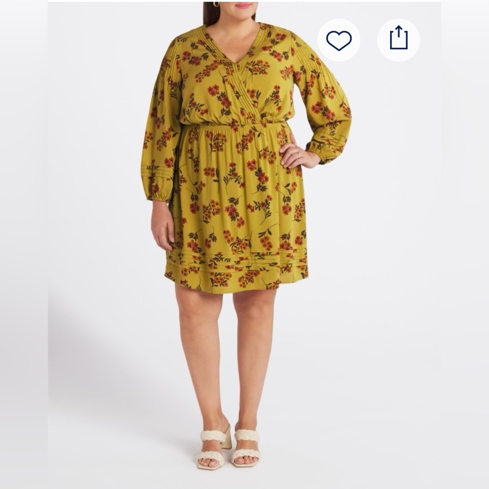 Daniel Rainn Women's Midi Floral Long Sleeve Dress Size 1X